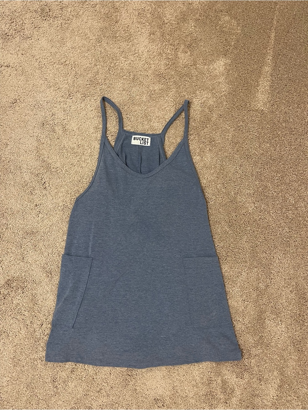 BUCKETLIST Heathered Blue Racerback Athletic Romper with Pockets